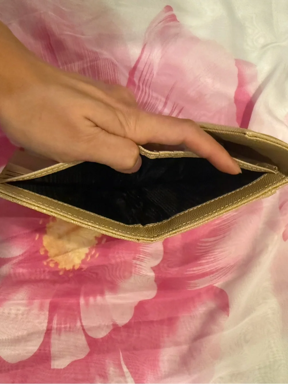 Quilted Leather Wallet - Gold